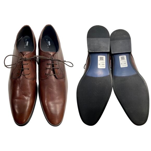 NWOB Asos Design Lace Up Derby Shoes Tan Brown Leather | Men 15 - Picture 9 of 10